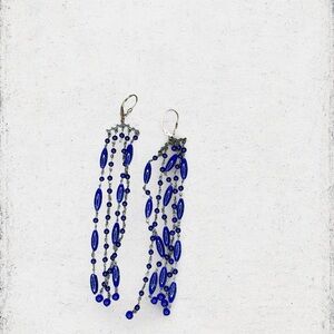 4527u. Goldfill Handmade Glass Blue Beaded Earrings